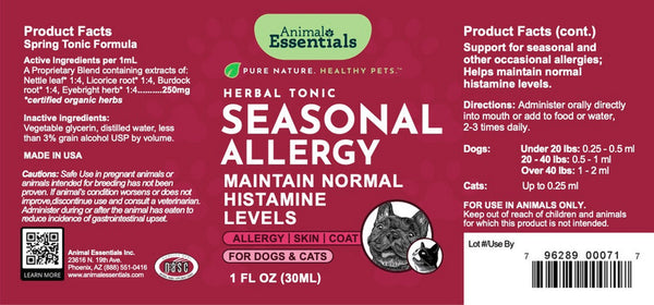 Animal Essentials, Seasonal Allergy Support, 1 oz