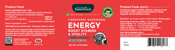 Animal Essentials, Energy, Cordyceps Mushroom, 2.8 oz