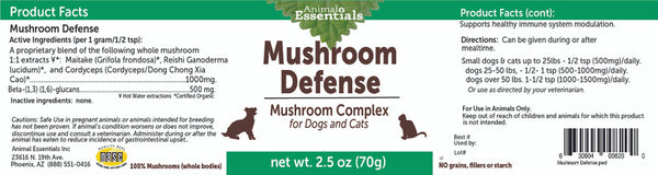 Animal Essentials, Mushroom Defense, Mushroom Complex, 2.5 oz