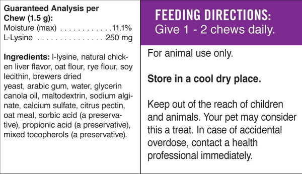 Pet Naturals of Vermont, L Lysine Chews for Cats, 60 chews