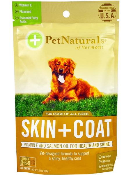 Pet Naturals of Vermont, Skin + Coat for Dogs, 30 chews