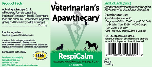 Veterinarian's Apawthecary, RespiCalm, 1 oz