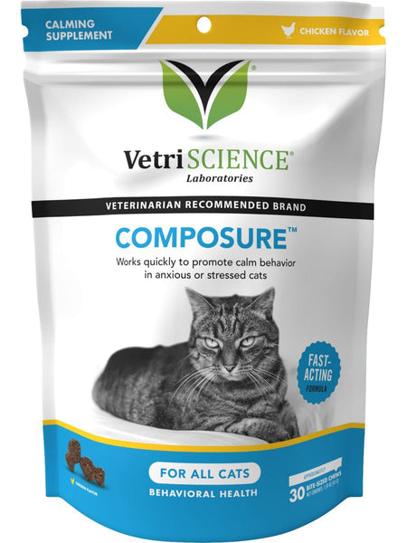 VetriScience Laboratories, Composure for Cats, Chicken Flavor, 30 Bite-Sized Chews